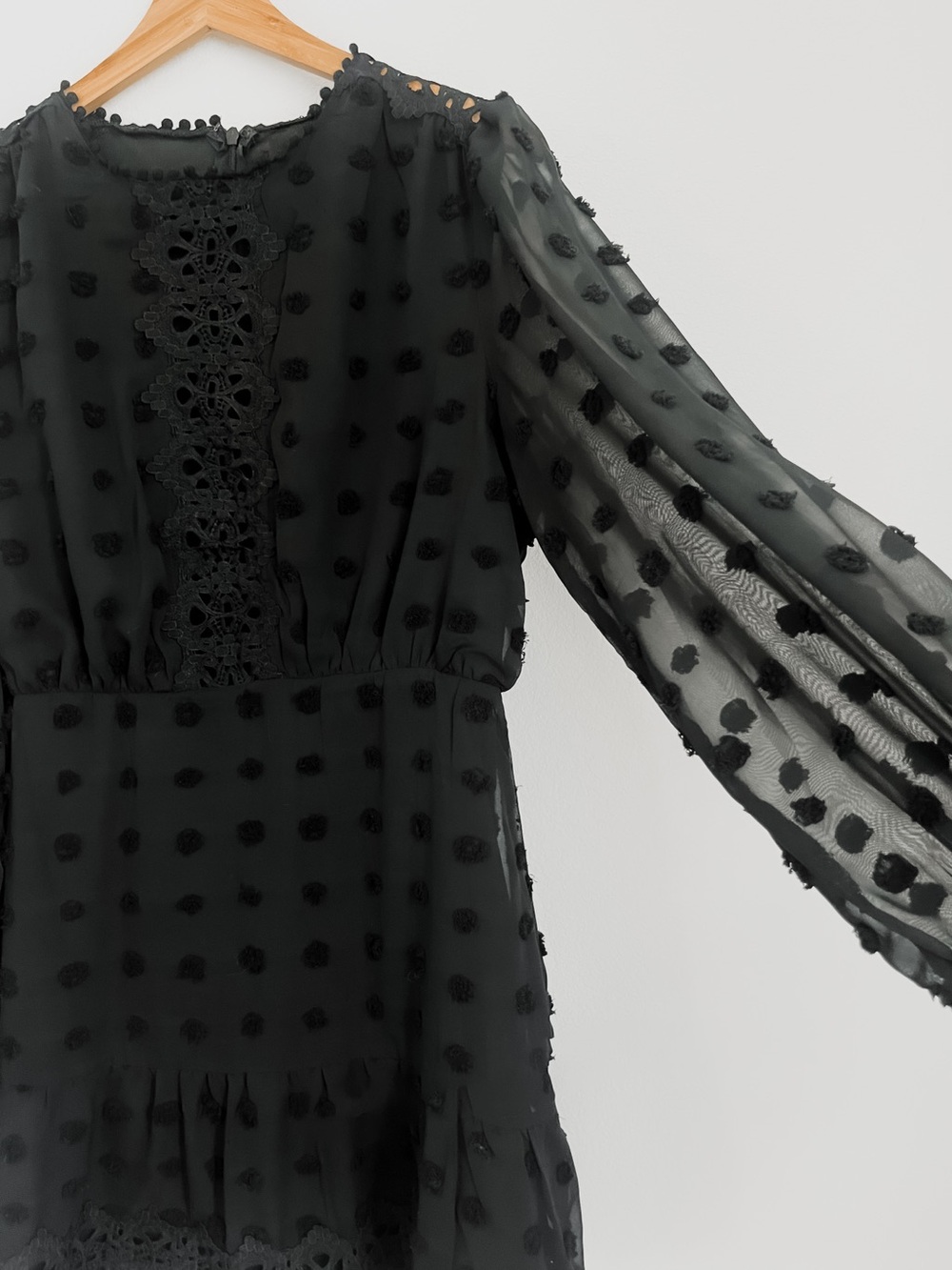 Lulus Lust or Love Black Embroidered Lace Long Sleeve Dress | Size L - Picture 3 of 7